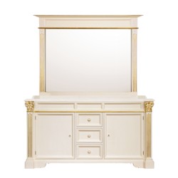 Мебель для ванной 820/160 на 2 раковины из дерева с 3 ящиками, с травертином столешницей